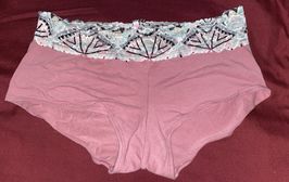 Pink Cotton Boyshorts With Laced Top