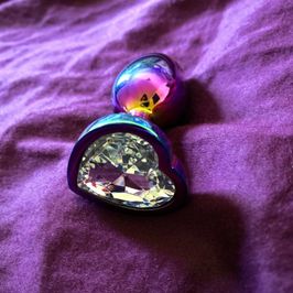 Rainbow heart shaped buttplug