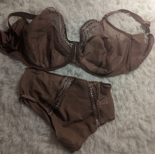 38K Chocolate Used Bra and Panty with Autographed Polaroid