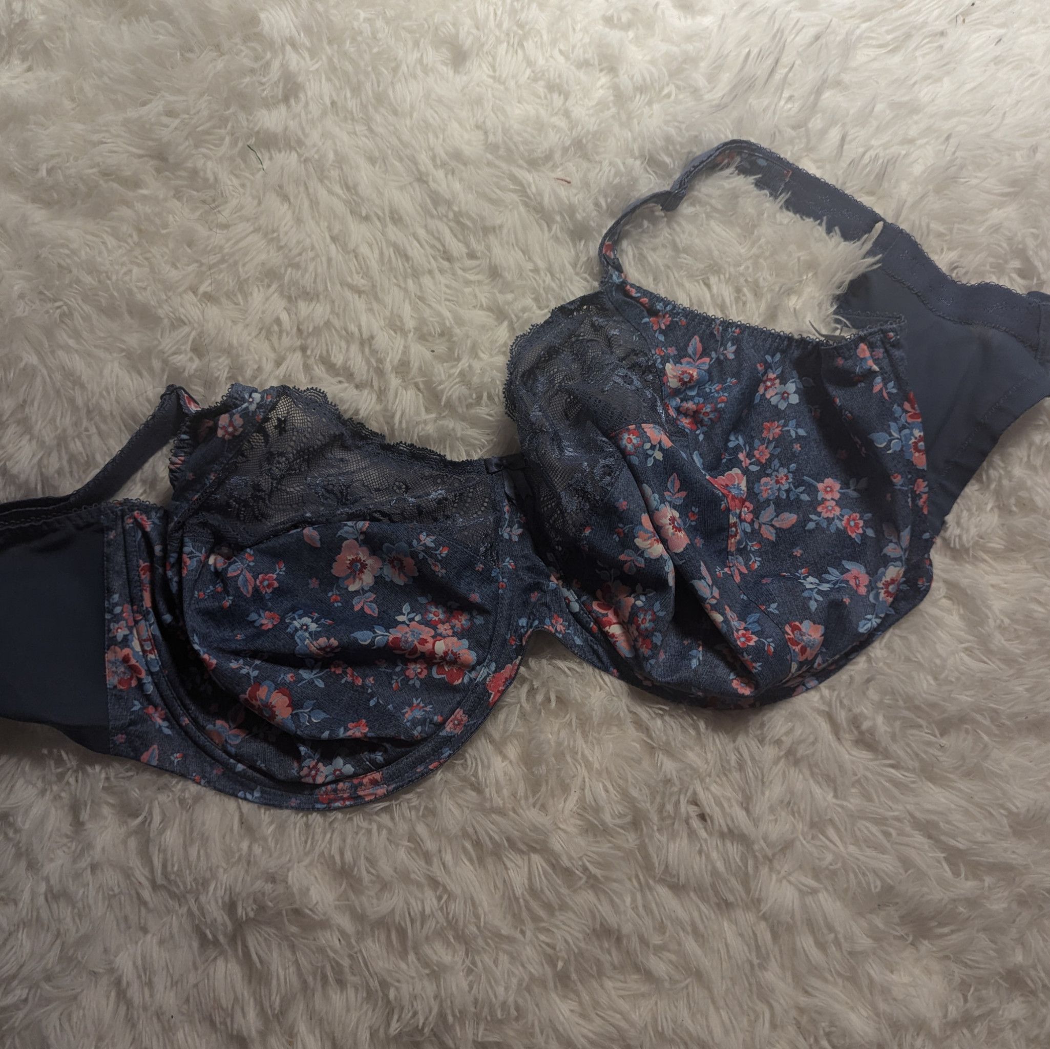 38K Blue with Flowers Used Bra and Autographed Polaroid