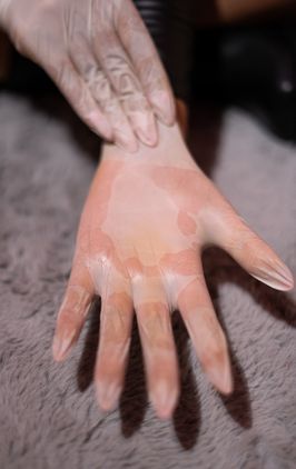 used and sweated latex gloves x 10