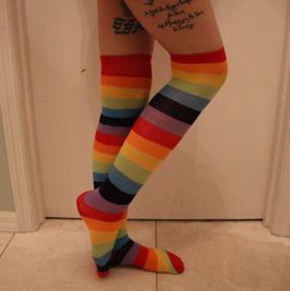 Rainbow Thigh High Stockings