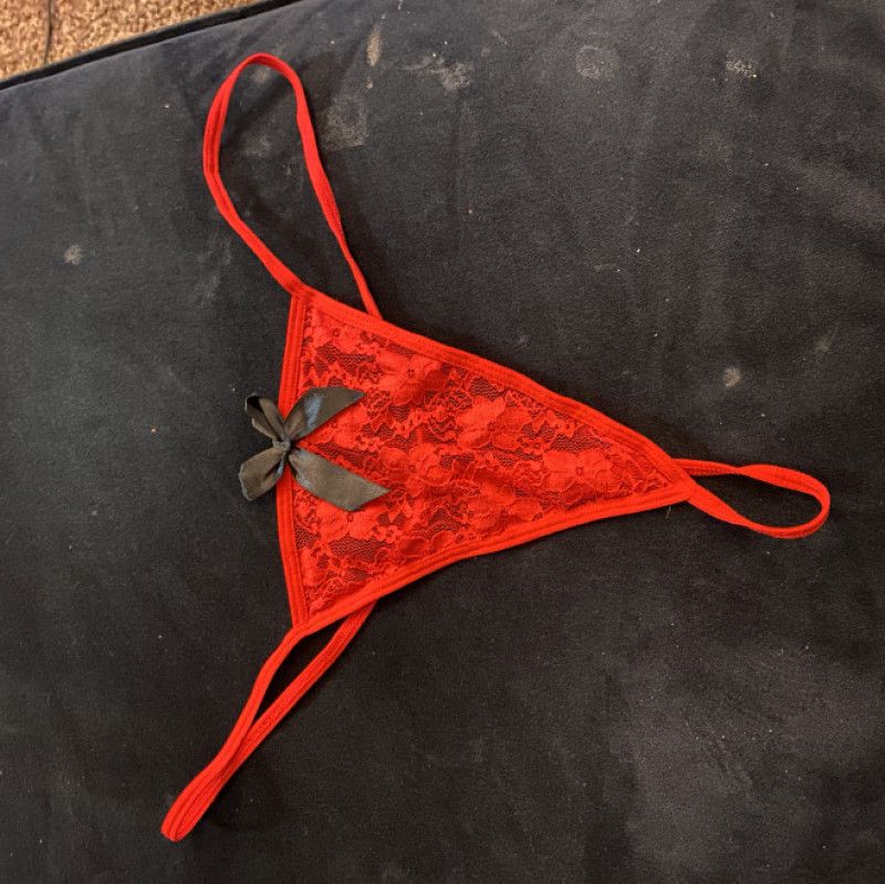 Used red lace g string