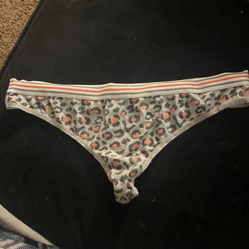 Used cheetah print cotton thong