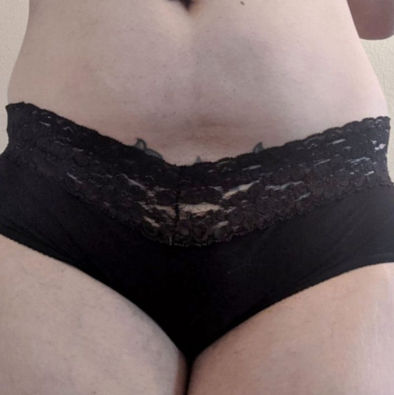 Black Cotton with Lacey Top Panties