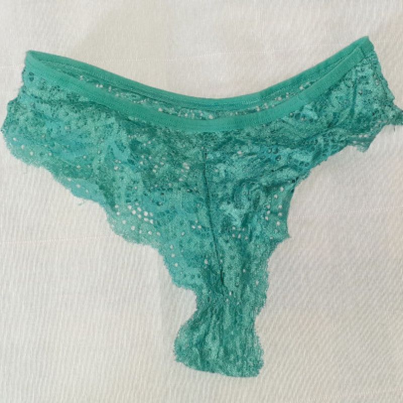 old worn lewd vivid green thong