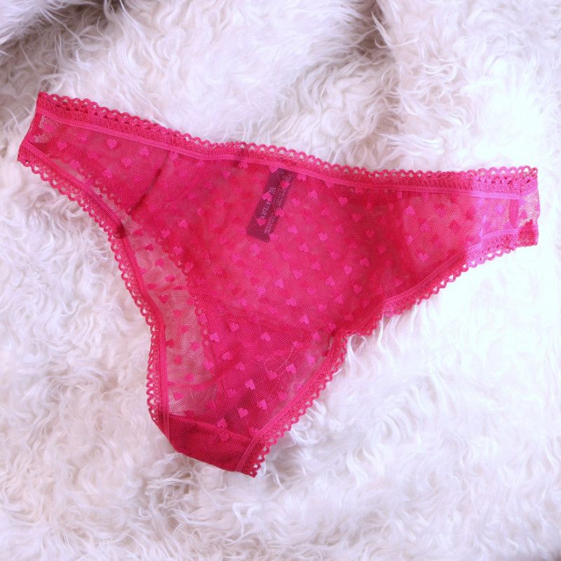 Pink heart lace panties