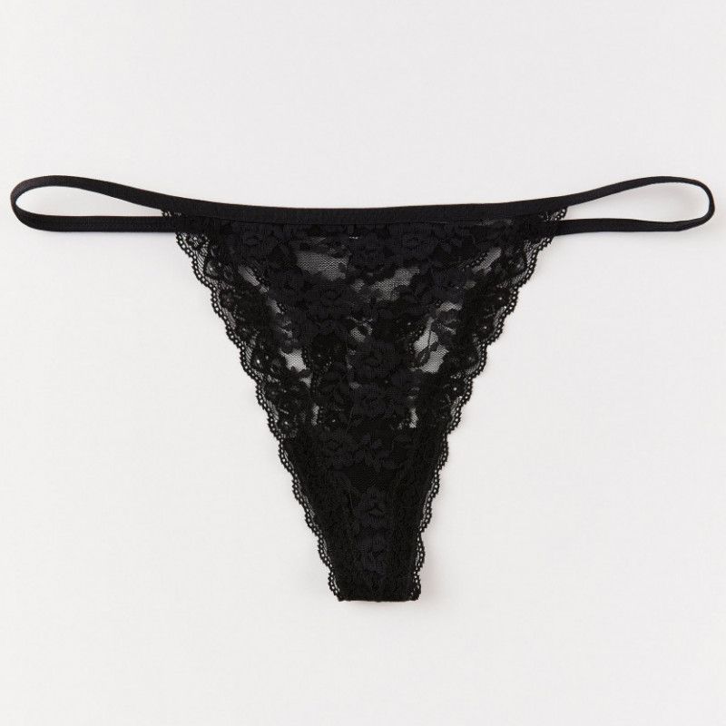 Seethrough back lace thong