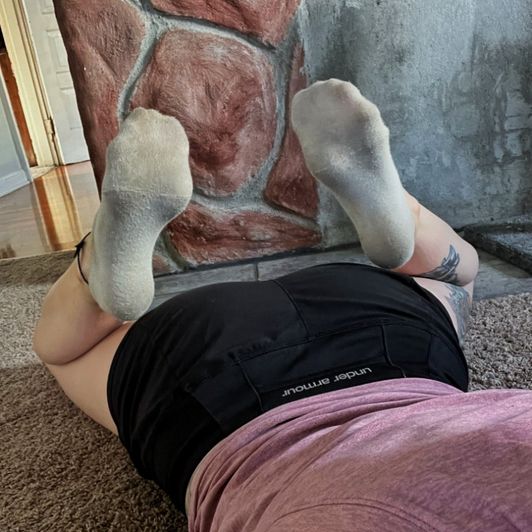 Dirty White Socks with Workout Sweat