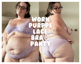 Worn Purple Lace Bra and Panty Set