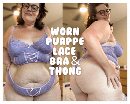 Worn Purple Longline Lace Bra and Thong Set