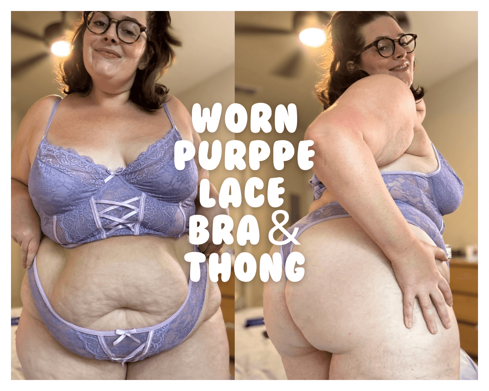 Worn Purple Longline Lace Bra and Thong Set