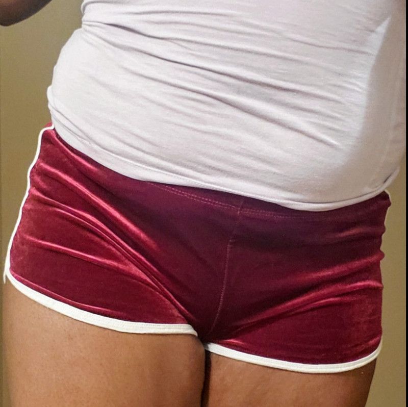 Red velvet booty shorts