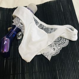 White satin and lace panty