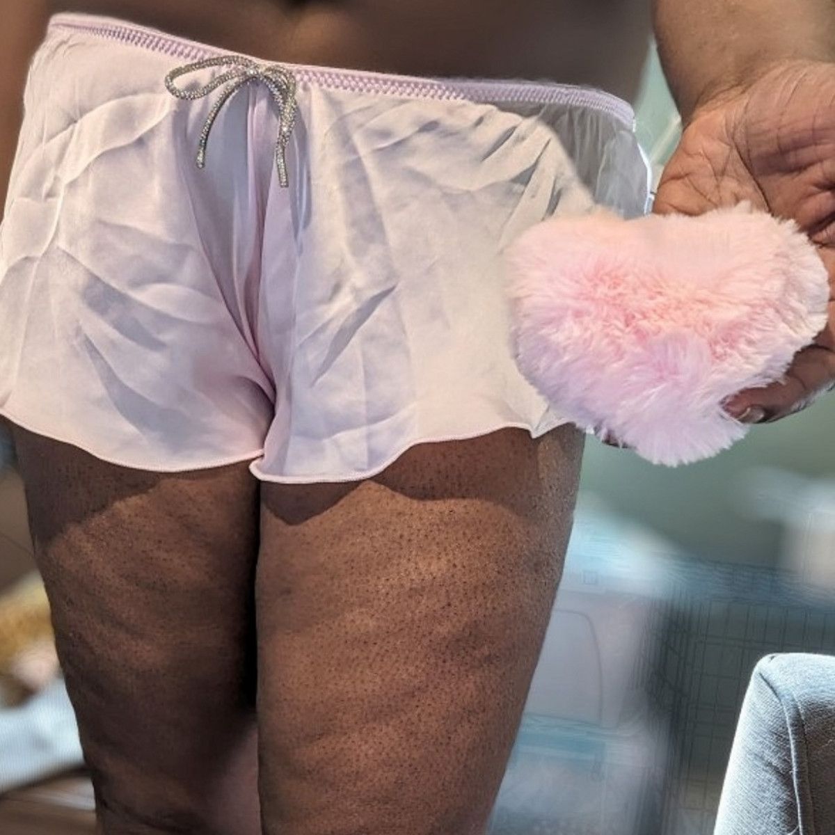 Worn Pink Panties And Pussy Scented Pink Fluffy Keyring