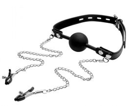 Silicone Ball Gag with Nipple Clamps