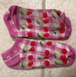 Sweet well worn dirty kawaii sexy ankle socks with cherries