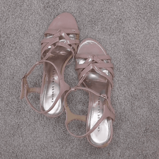 Mailed Nude Pink Strappy Kitten Heels Size 9