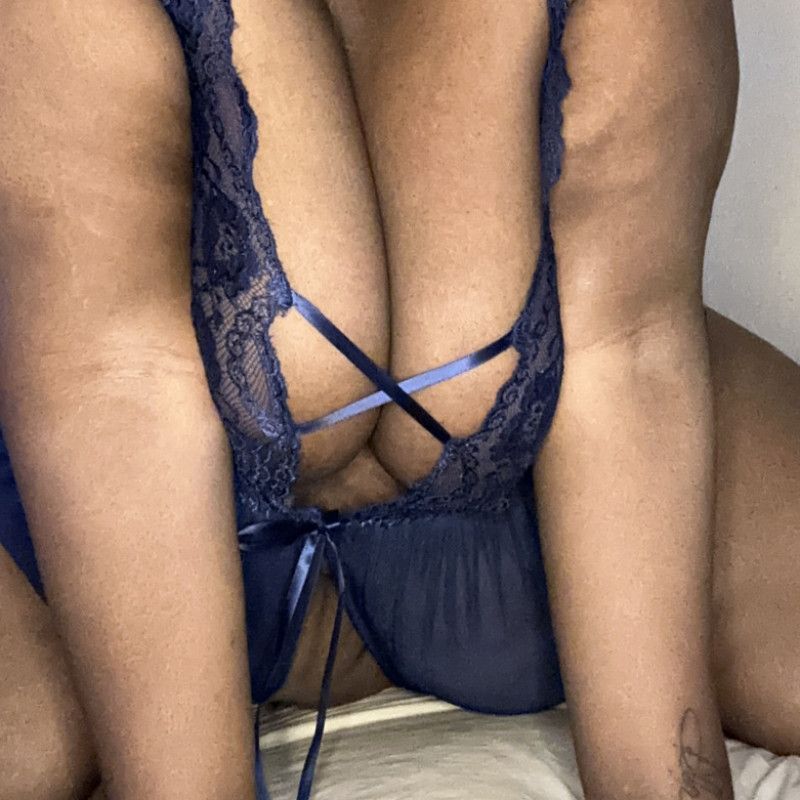 Blue crotchless lingerie