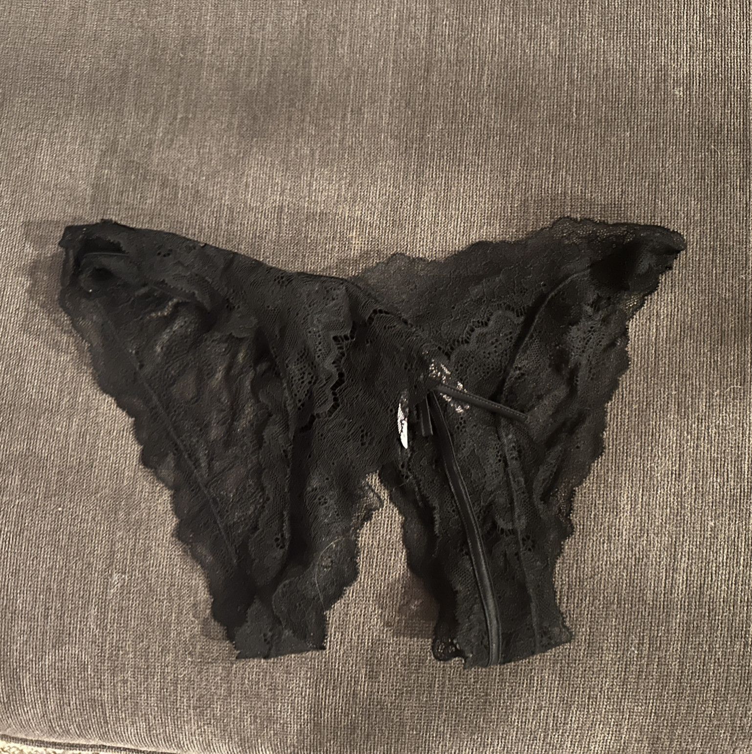 Crotchless panties worn