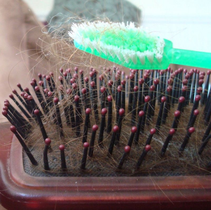 Used tooth brush hair brush