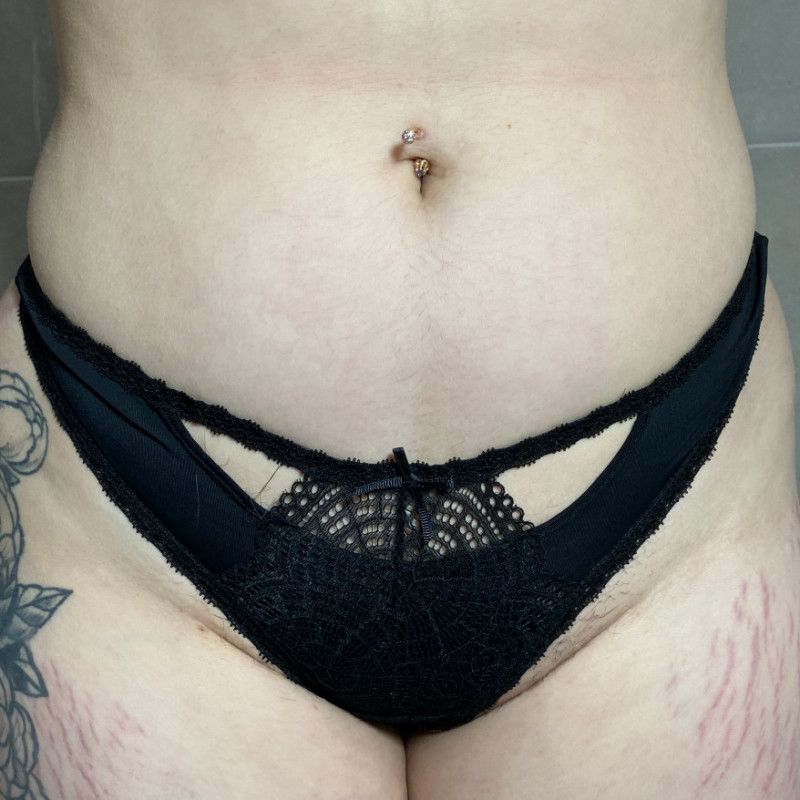 Lace black thong