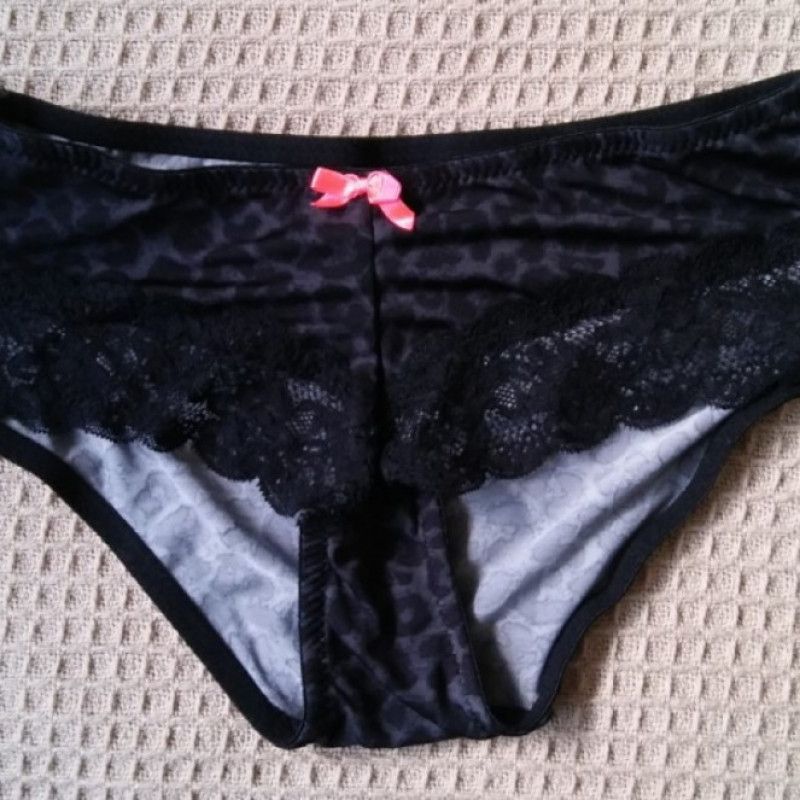 Worn Black Tiger Print Bra and Panty Set