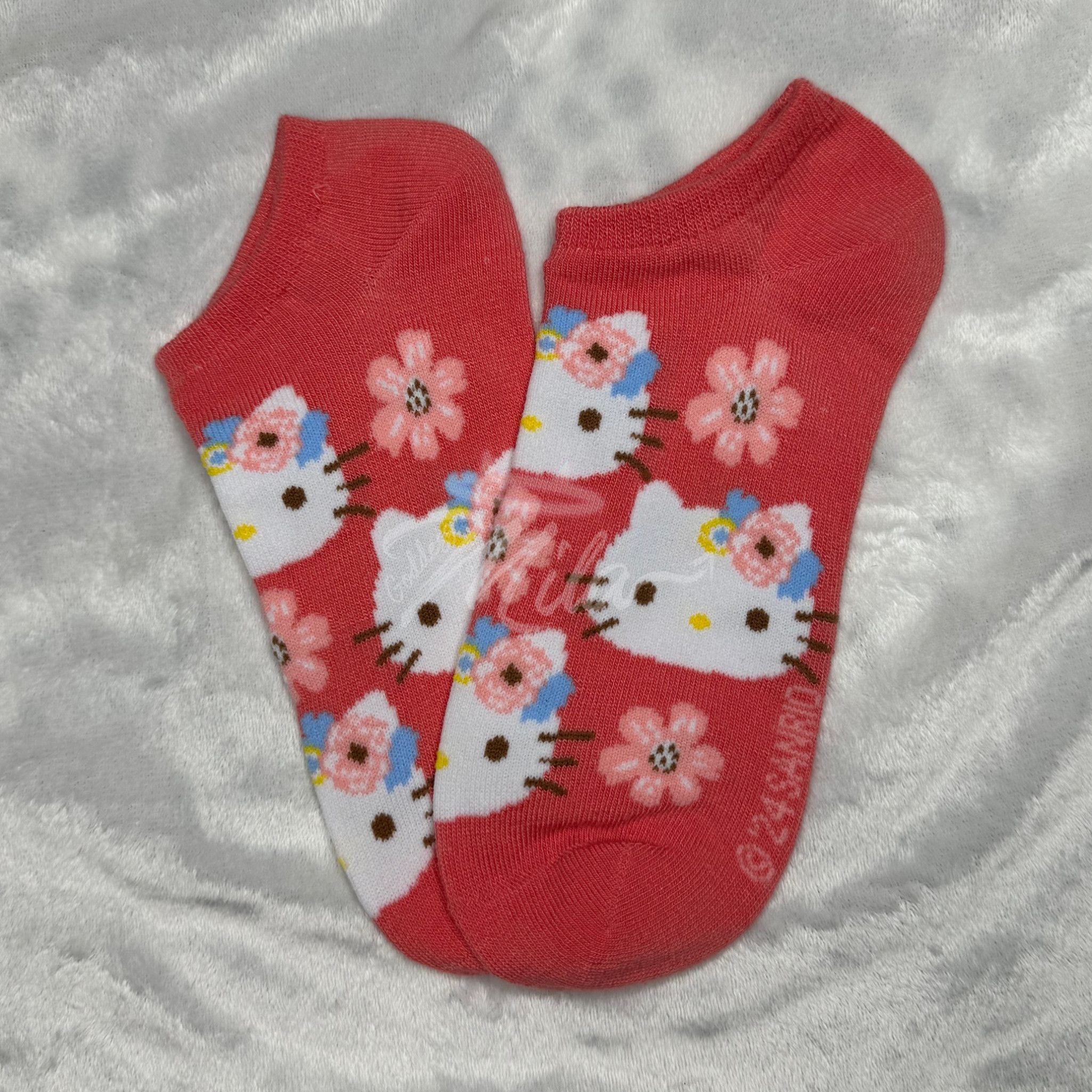 Authentic Worn Coral Hello Kitty Socks Worn 3 Days