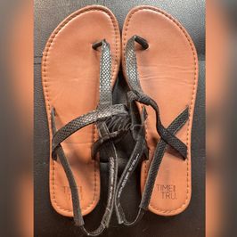 2021 Black Brown T Strap Sandals