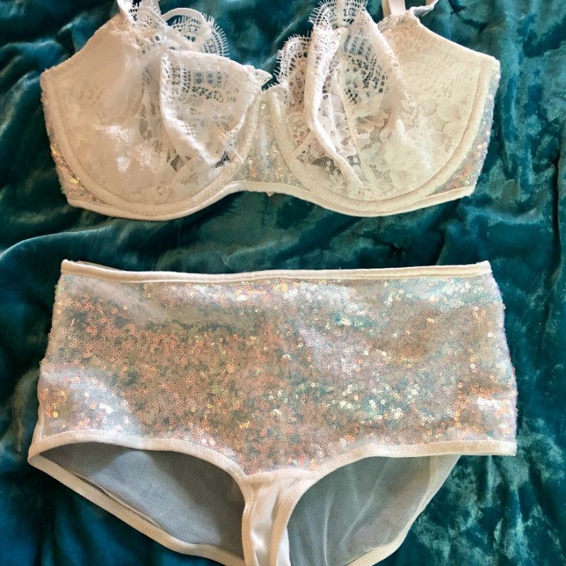 Worn bra and panty set