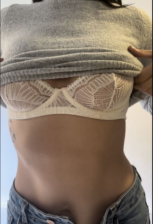 Breast Milk Covered Cream Sheer Bra