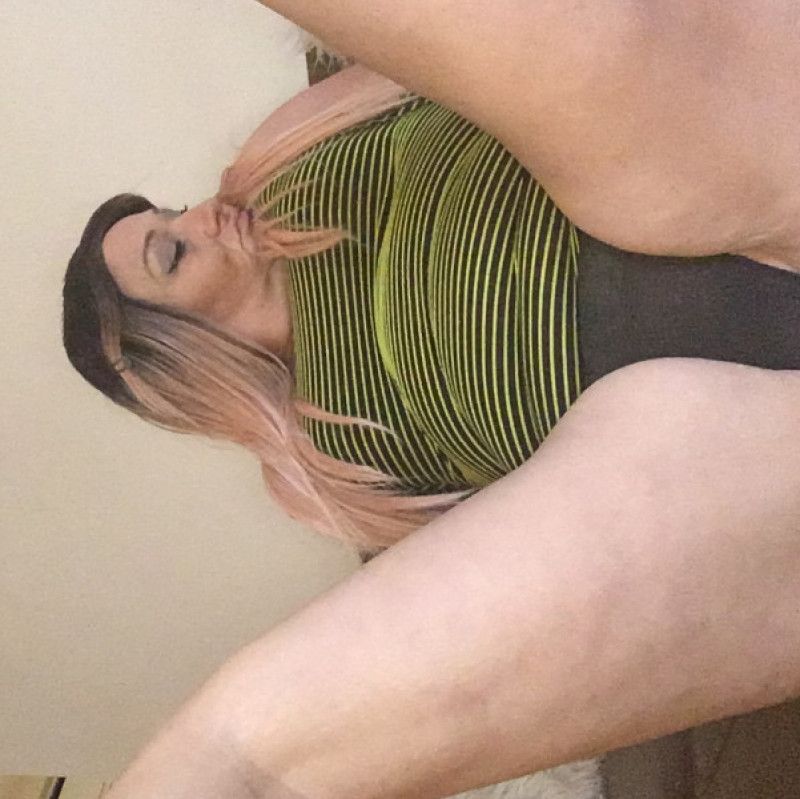 Green striped mini dress and black panty