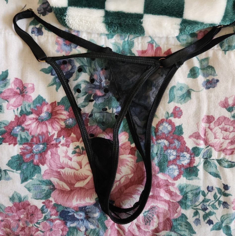 Lil black polkadot gstring