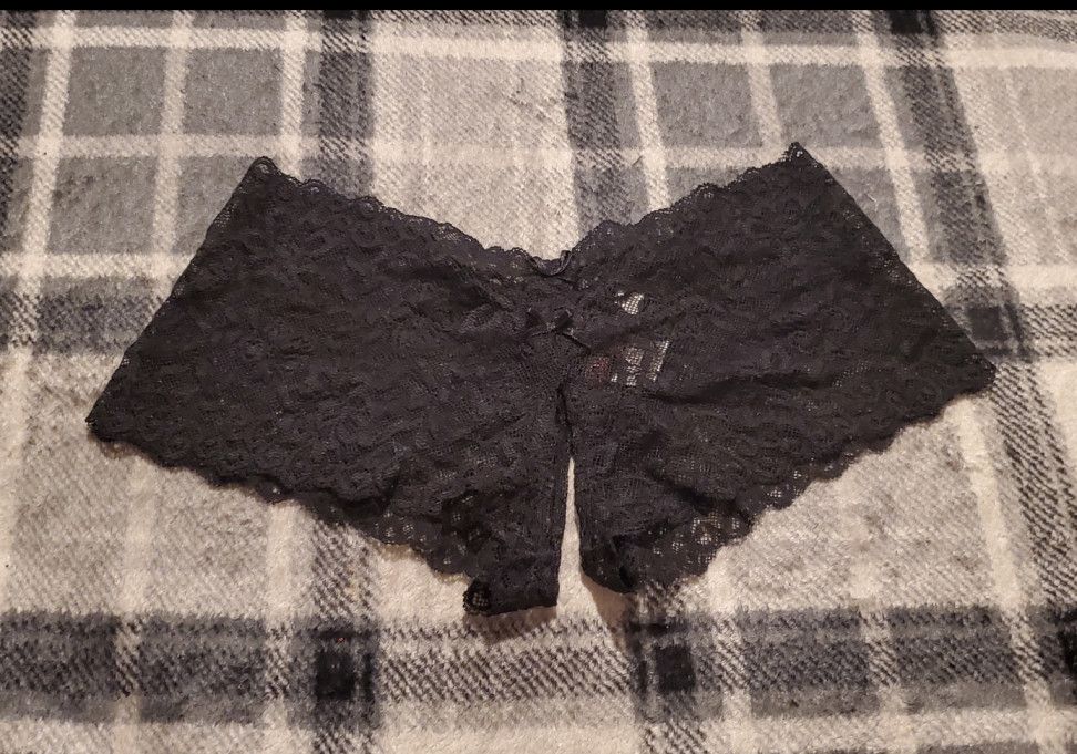 Worn Black Crotchless Panties