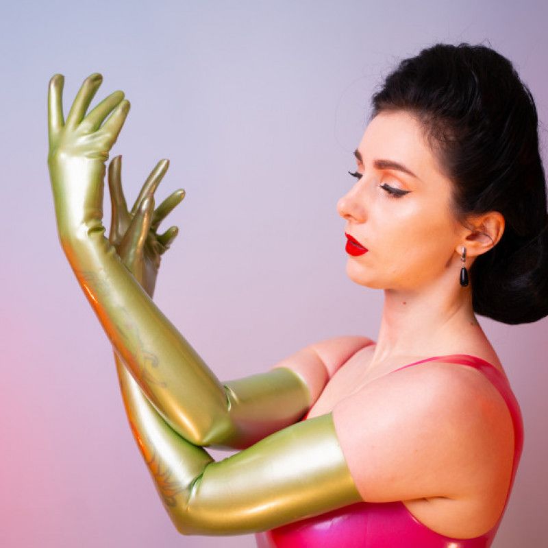 Green latex gloves