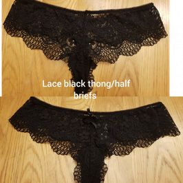 Lace Black Thong Half Briefs