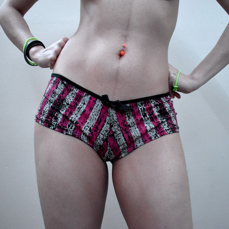 Panties Pink White Emo Boyshorts