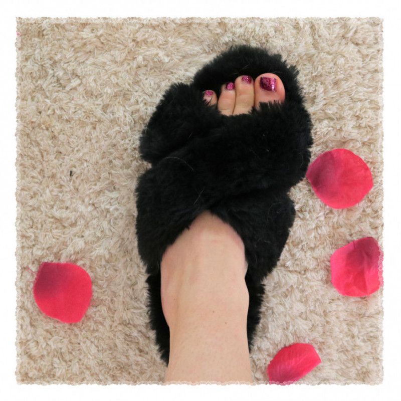 Plush Open Toe Slippers