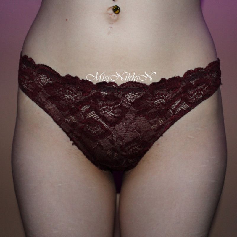 Maroon Lace Thong