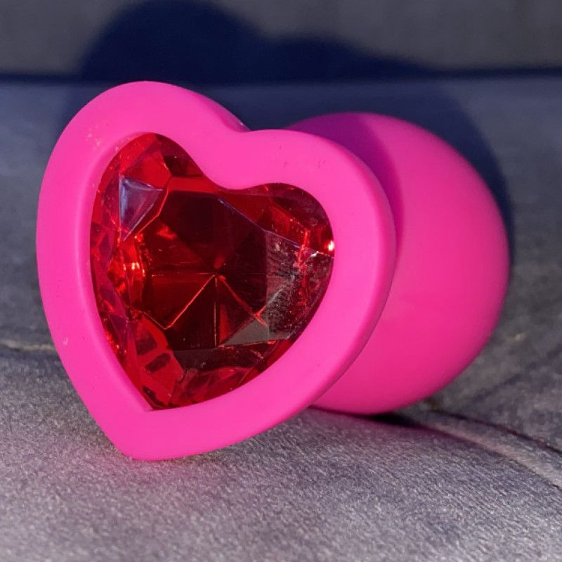 Pink red heart butt plug