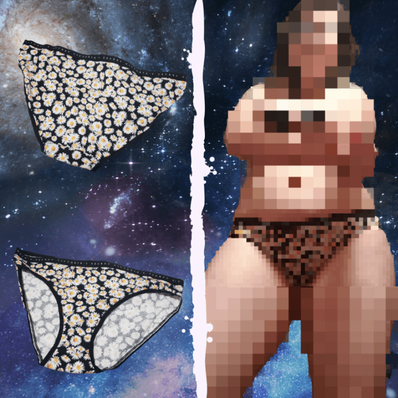 Black Floral Goddess Panties VS