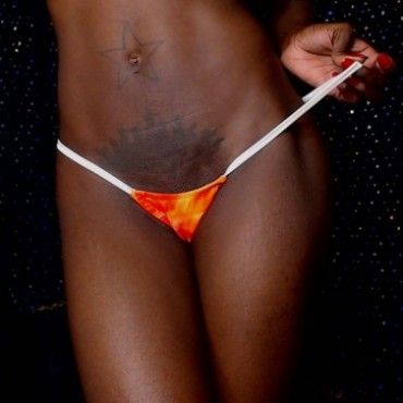 Neon Orange Stripper Thong Panties