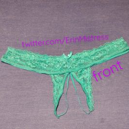 Aqua Lace Crotchless Thong