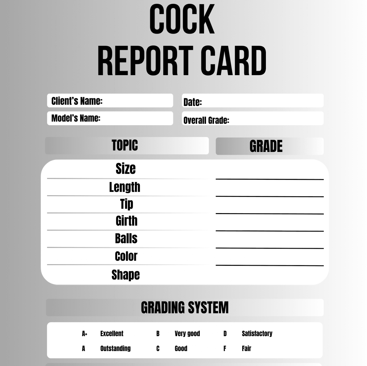 Cock Report Card