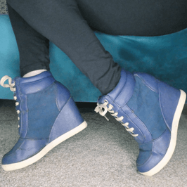 Very Well Worn Blue Wedge Sneakers