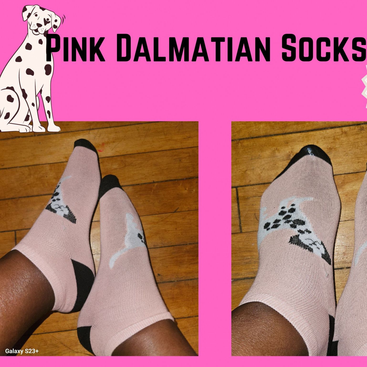 Pink Dalmatian ankle socks   3 day wear w 4 pics