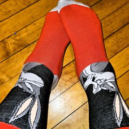 Red and black Bugs Bunny 3 day wear socks