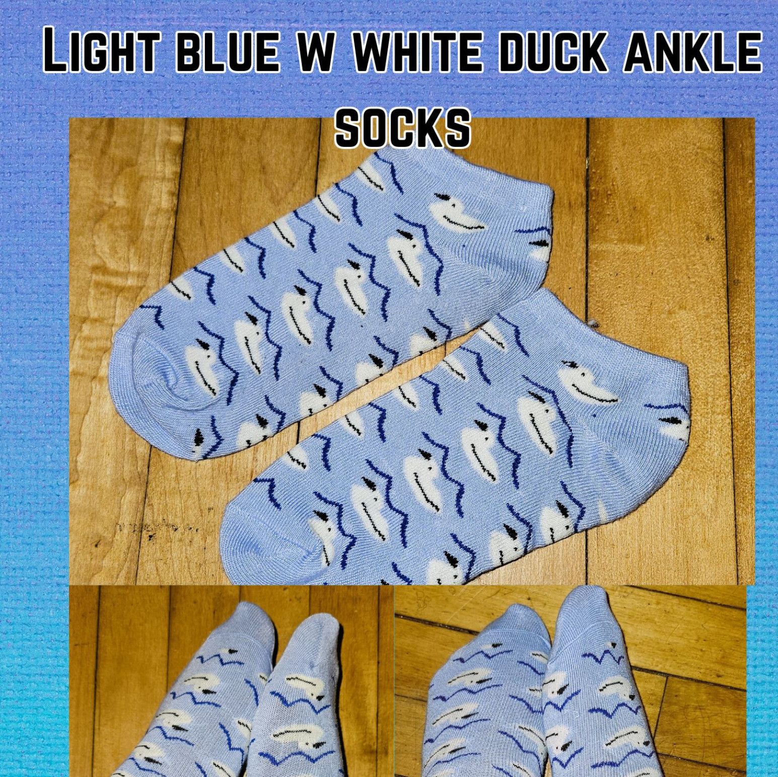 Light blue w white ducks ankle socks 3 day wear