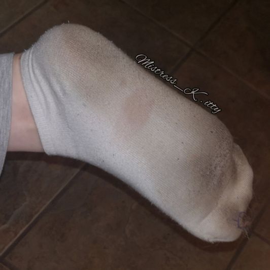 Dirty Well Worn White Ankle Socks