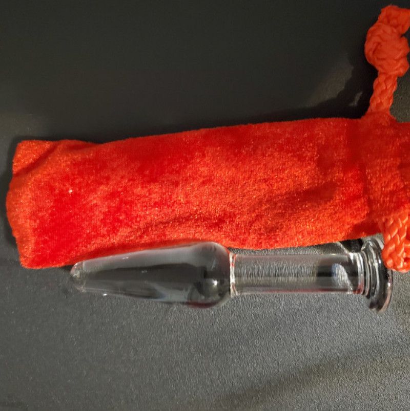 Glass Anal Toy with Red Bag